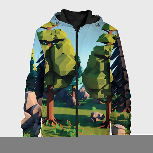 Мужская куртка Воксельный лес / 3D-Черный – фото 1