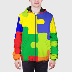 Куртка с капюшоном мужская Пазлы разноцветные, цвет: 3D-черный — фото 2