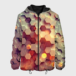 Куртка с капюшоном мужская Объемный шестиугольник, цвет: 3D-черный