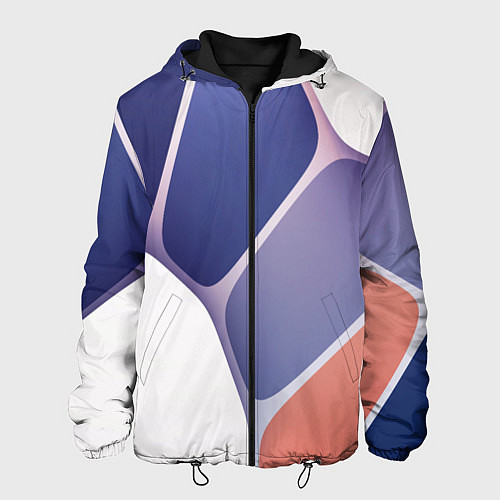 Мужская куртка Узор из синих, фиолетовых, белых и оранжевых камне / 3D-Черный – фото 1