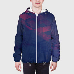 Куртка с капюшоном мужская Абстрактный прозрачный стеклянный фиолетовый патте, цвет: 3D-белый — фото 2