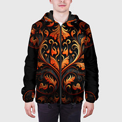 Куртка с капюшоном мужская Огненные узоры, цвет: 3D-черный — фото 2