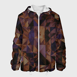 Куртка с капюшоном мужская Стеклянная тёмная геометрическая текстура, цвет: 3D-белый