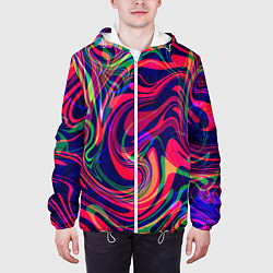 Куртка с капюшоном мужская Яркие волны, цвет: 3D-белый — фото 2