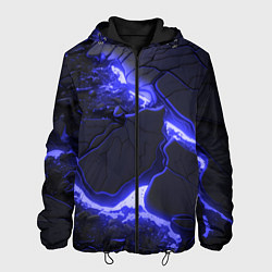 Куртка с капюшоном мужская Красивая синяя неоновая лава, цвет: 3D-черный