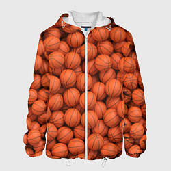 Куртка с капюшоном мужская Баскетбольные мячи, цвет: 3D-белый