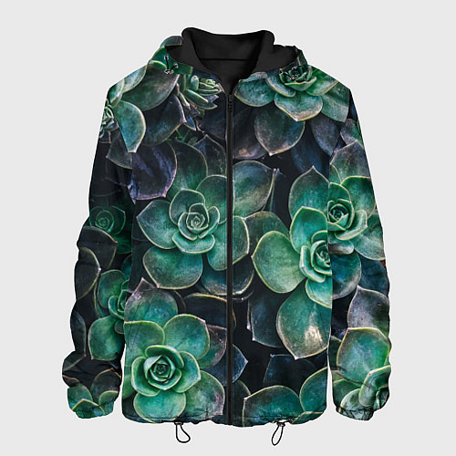 Мужская куртка Паттерн из множество зелёных цветов / 3D-Черный – фото 1