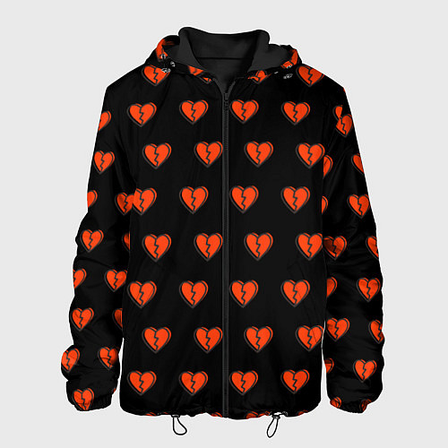 Мужская куртка Разбитые сердца на черном фоне / 3D-Черный – фото 1