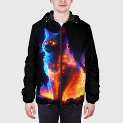 Куртка с капюшоном мужская Огненная кошка, цвет: 3D-черный — фото 2