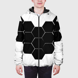 Куртка с капюшоном мужская Абстракция текстура соты, цвет: 3D-черный — фото 2