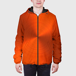 Куртка с капюшоном мужская Оранжевый волнообразный дисковый узор, цвет: 3D-черный — фото 2