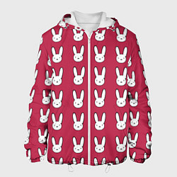 Куртка с капюшоном мужская Bunny Pattern red, цвет: 3D-белый