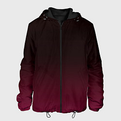 Куртка с капюшоном мужская Темно-малиновый градиент, цвет: 3D-черный