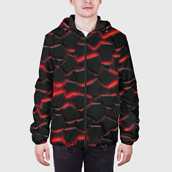 Куртка с капюшоном мужская Красный неон и плиты, цвет: 3D-черный — фото 2