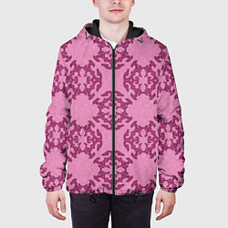 Куртка с капюшоном мужская Розовая витиеватая загогулина, цвет: 3D-черный — фото 2