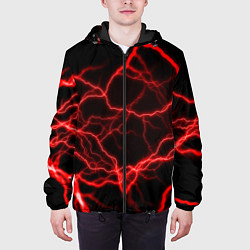 Куртка с капюшоном мужская Молнии гроза ночь, цвет: 3D-черный — фото 2