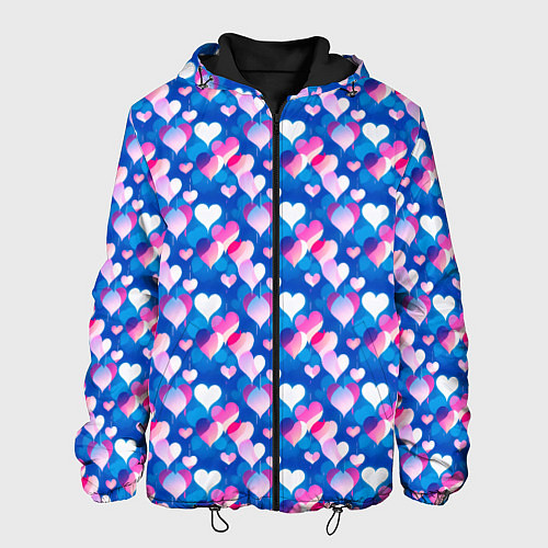 Мужская куртка Узор из сердечек / 3D-Черный – фото 1
