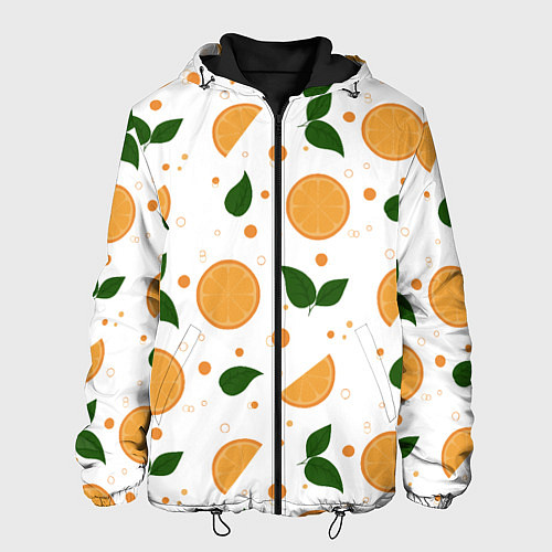 Мужская куртка Апельсины с листьями / 3D-Черный – фото 1