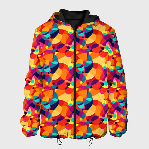 Мужская куртка Абстрактный узор из разноцветных окружностей / 3D-Черный – фото 1