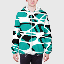 Куртка с капюшоном мужская Абстрактный узор из сетчатых прожилок, цвет: 3D-белый — фото 2