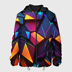 Куртка с капюшоном мужская Неоновые абстрактные плиты, цвет: 3D-черный