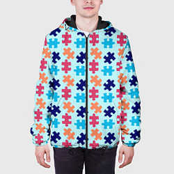 Куртка с капюшоном мужская Разноцветный пазл, цвет: 3D-черный — фото 2