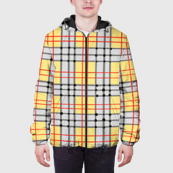 Куртка с капюшоном мужская Светлые квадраты и линии, цвет: 3D-черный — фото 2