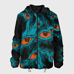 Куртка с капюшоном мужская Винтажные глаза пиксельные, цвет: 3D-черный
