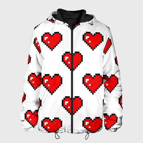 Мужская куртка Сердца в стиле пиксель-арт / 3D-Черный – фото 1