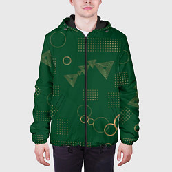 Куртка с капюшоном мужская Memphis Узор из треугольников кругов и точек, цвет: 3D-черный — фото 2
