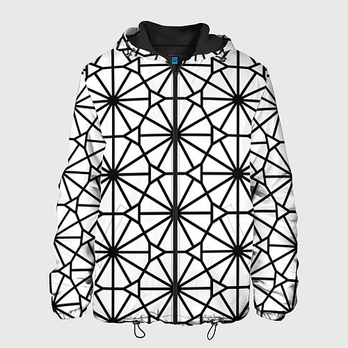 Мужская куртка Абстрактный чёрно-белый треугольно-круглый паттерн / 3D-Черный – фото 1