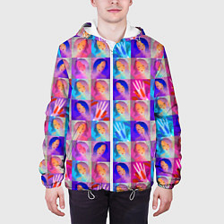 Куртка с капюшоном мужская Клетчатый узор с девушками, цвет: 3D-белый — фото 2