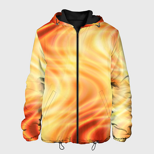 Мужская куртка Абстрактные оранжево-жёлтые солнечные волны / 3D-Черный – фото 1