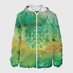 Куртка с капюшоном мужская Мандала природы, зелёная, исцеление, цвет: 3D-белый