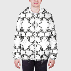 Куртка с капюшоном мужская Линии, круговой орнамент, цвет: 3D-белый — фото 2