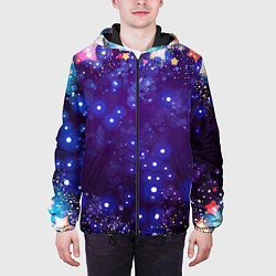 Куртка с капюшоном мужская Звездочки - космическое небо, цвет: 3D-черный — фото 2