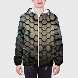 Куртка с капюшоном мужская Сталь и соты, цвет: 3D-белый — фото 2