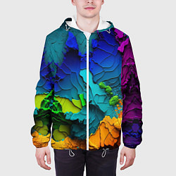 Куртка с капюшоном мужская Взрыв красок, цвет: 3D-белый — фото 2