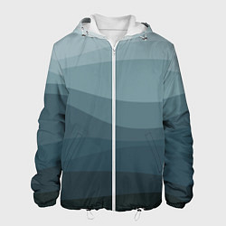 Куртка с капюшоном мужская Бирюзовые волны, цвет: 3D-белый