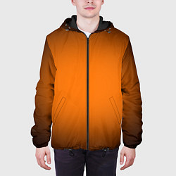 Куртка с капюшоном мужская Кислотный оранжевый с градиентом, цвет: 3D-черный — фото 2