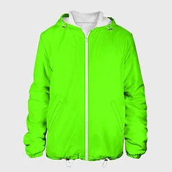 Куртка с капюшоном мужская Кислотный зеленый, цвет: 3D-белый