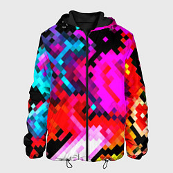 Куртка с капюшоном мужская Pixel neon mosaic, цвет: 3D-черный