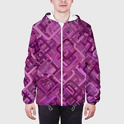 Куртка с капюшоном мужская Фиолетовые диагонали, цвет: 3D-белый — фото 2
