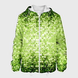 Куртка с капюшоном мужская Геометрическое зелёное искажение в пространстве, цвет: 3D-белый