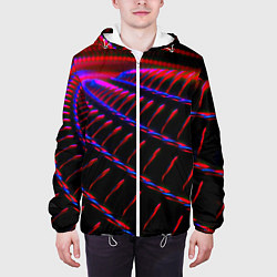 Куртка с капюшоном мужская Geometry neon texture, цвет: 3D-белый — фото 2