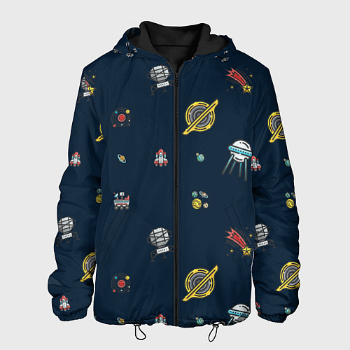 Мужская куртка Паттерн - галактика / 3D-Черный – фото 1