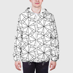 Куртка с капюшоном мужская Чёрно-белый геометрический треугольный узор, цвет: 3D-белый — фото 2