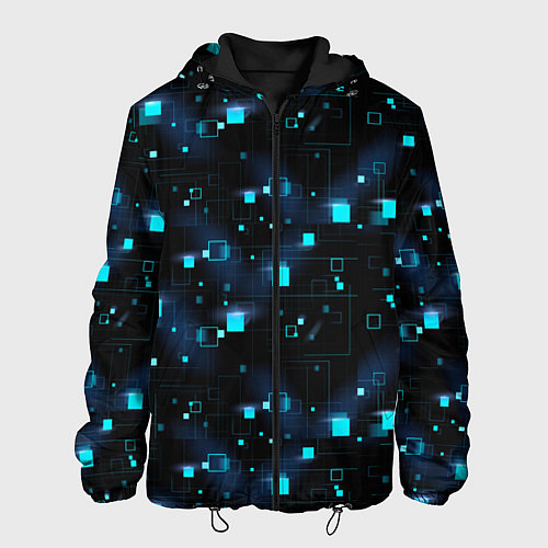 Мужская куртка Светящиеся неоновые квадраты / 3D-Черный – фото 1