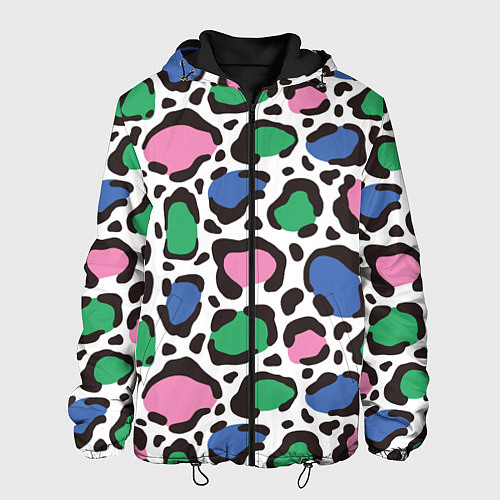 Мужская куртка Леопардовые пятна ярких цветов / 3D-Черный – фото 1