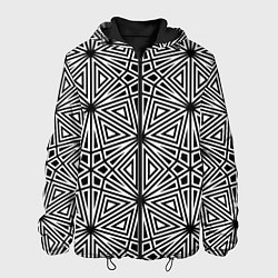 Куртка с капюшоном мужская Паттерн из чёрно-белого множества треугольников, цвет: 3D-черный